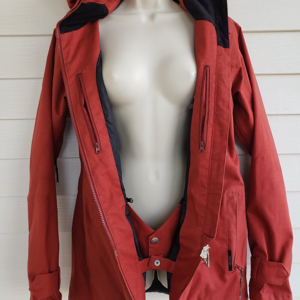 Holden Women's M hooded snowboard jacket in burnt orange / rust color - Picture 9 of 15